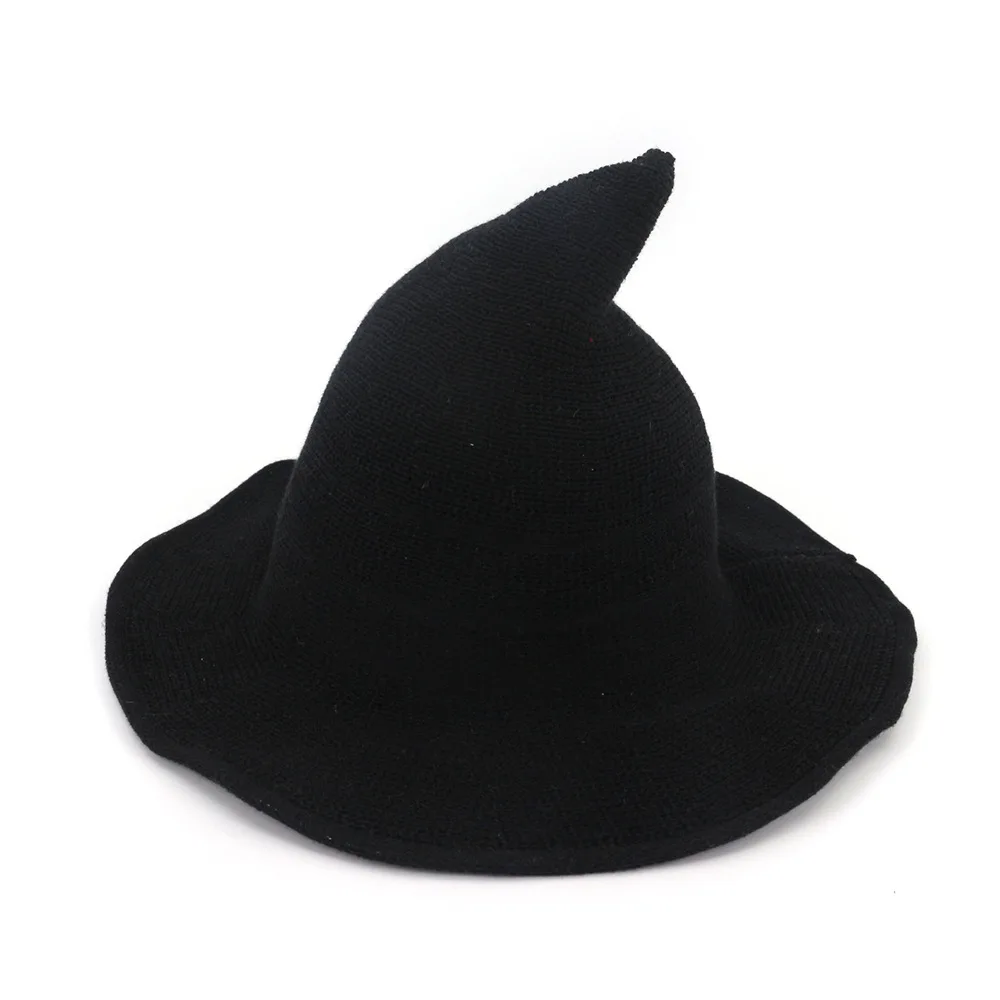 

Witch Hat Diversified Along The Sheep Wool Cap Knitting Fisherman Hat Female Fashion Witch Pointed Basin Bucket for Halloween