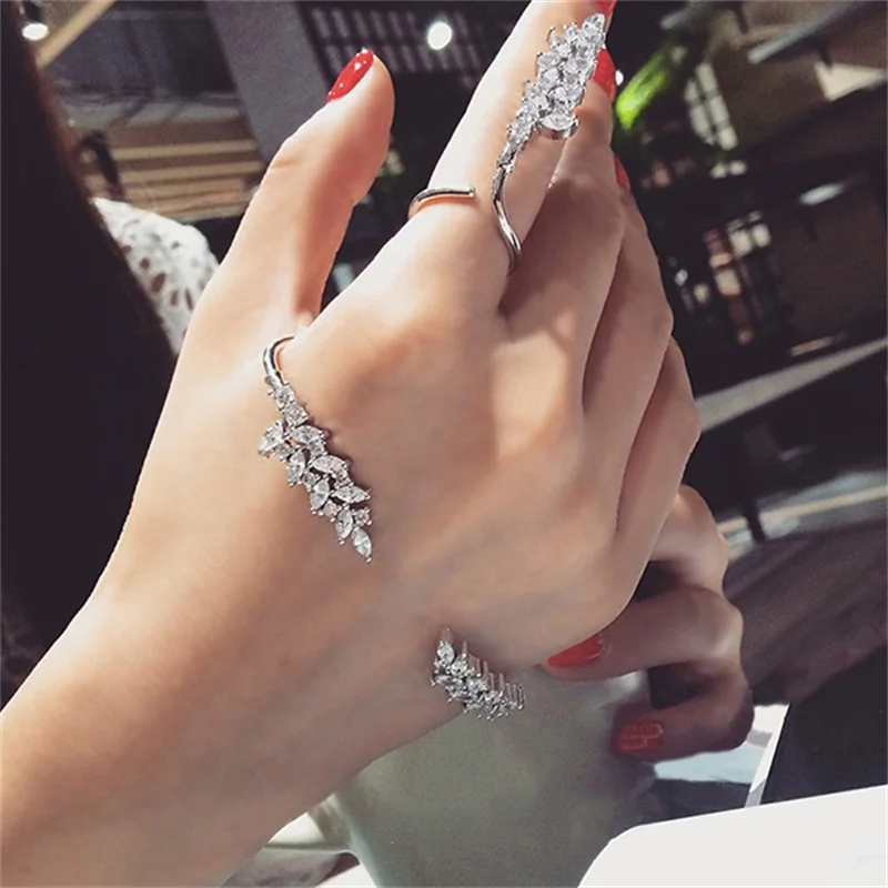 2 шт./компл. Индивидуальные женские кольца бриллиантовый кристалл серебряный