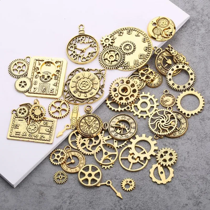 Antique Gold 100 г состаренная бронза/серебро/золото/Медь Металл стимпанк Шестерня s амулеты Подвеска часы колесо Шестерня для рукоделия Наборы - Окраска металла: Antique Gold