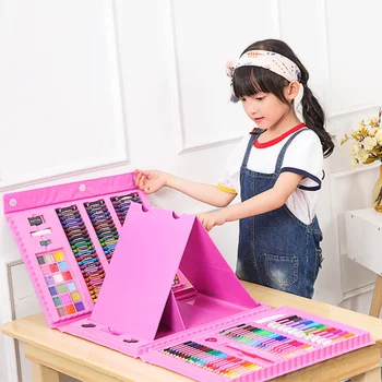 

208pcs Art Drawing Set Children's Painting Tools Water color Pens/Crayons/Colored Pencils Students Stationery Christmas Gifts