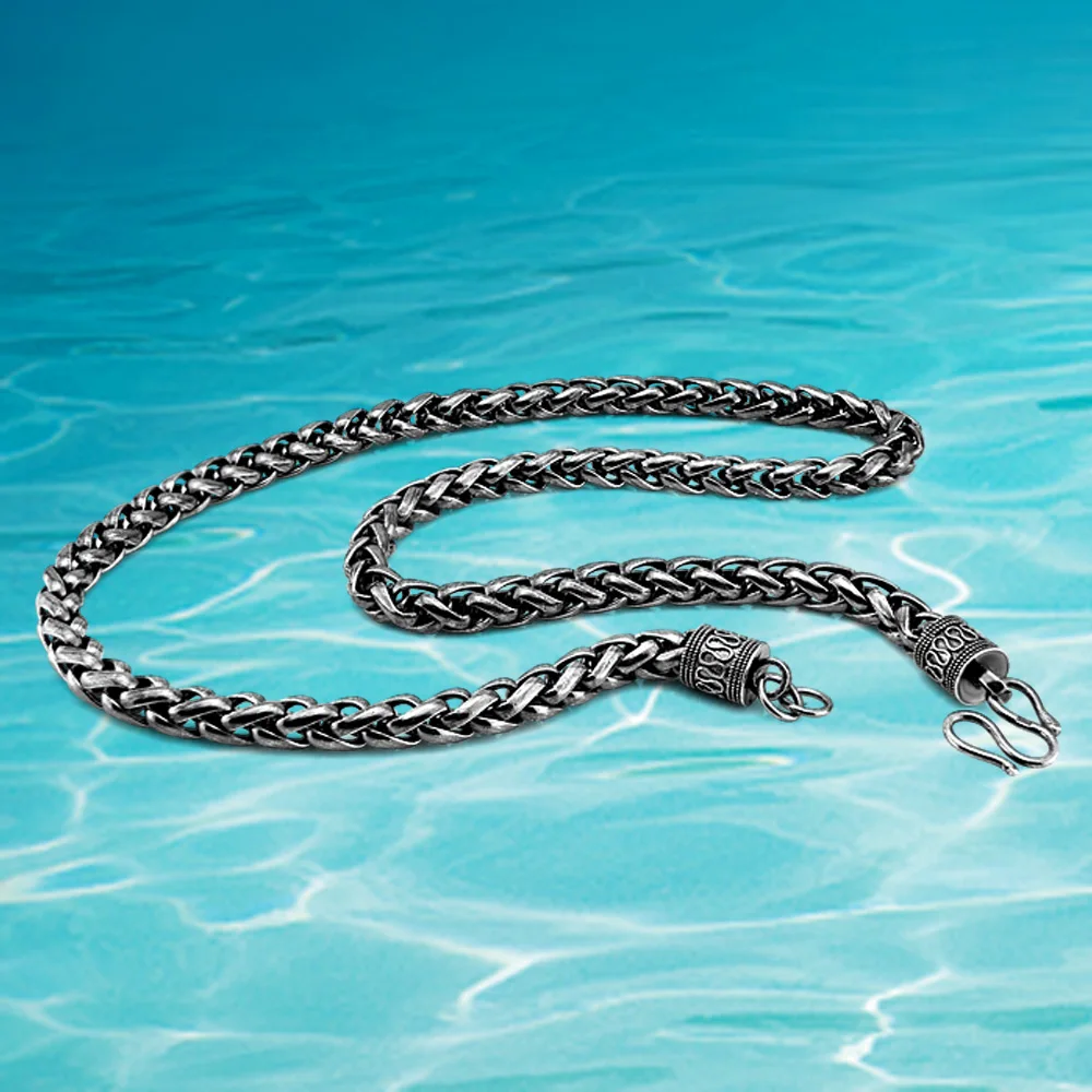 925ThaiSilverMenNecklaceRetroStyleMensChainMenSilverJewelry