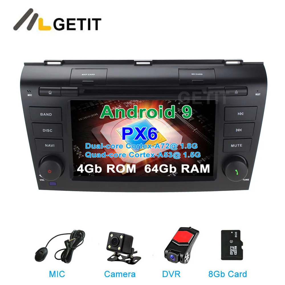 DSP 64G PX6 Android 9 автомобильный DVD видео стерео радиоплеер gps навигация для Mazda 3 мазда3 2003~ 2009