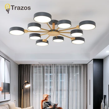 

LED Pendent Lights With Metal Lampshades For Living Room Wooden Lustres 220V Pendent Lamp Hanging Lamp Supension Light Fixture