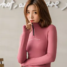 Женский топ с длинными рукавами, спортивная одежда для женщин, дышащая спортивная рубашка на молнии для занятий йогой, облегающие футболки для бега