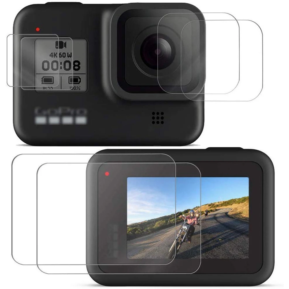 Go Pro Hero 8-Película de pantalla de vidrio templado, Protector para Gopro Hero 8, accesorios para cámara de acción, Protector de lente templado