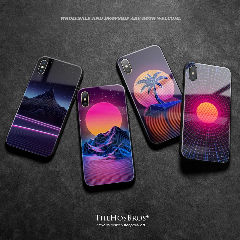 Неоновый красочный чехол Synthwave в стиле ретро 80 х для iPhone SE 6 7 8 plus x xr xs 11 12 mini Pro max