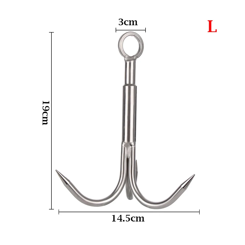Подъем из нержавеющей стали Веревка коготь ледяная скала крючки карабин Авто закрепить клип Альпинизм Летающий крюк Открытый походный инструмент - Цвет: L