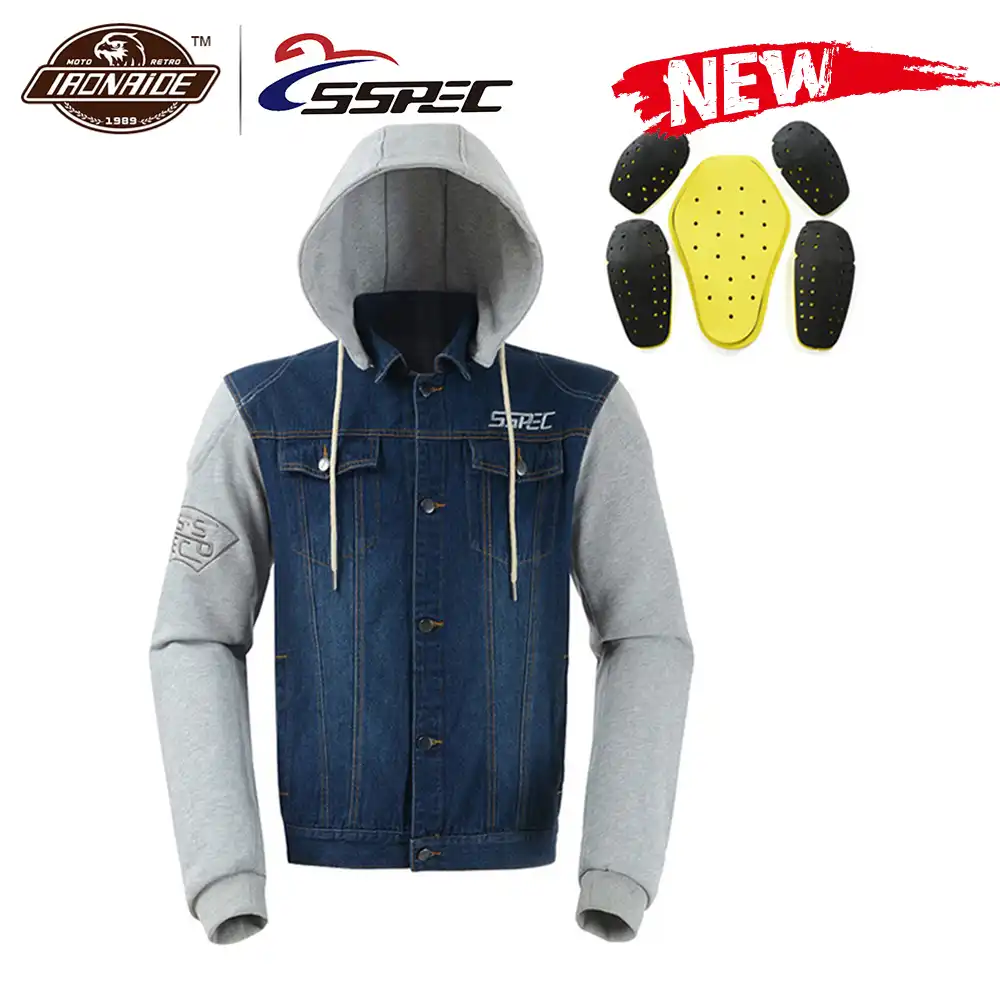 armored denim jacket