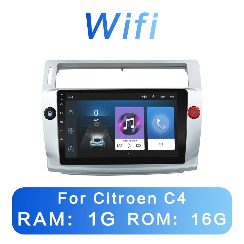 2G+ 32G DSP 2 din Android 8,1 4G чистая Автомобильная радио мультимедиа видео плеер для Citroen C4 C-Triomphe C-Quatre 2004-2009 WiFi BT рамка - Цвет: C4-UI1-1G