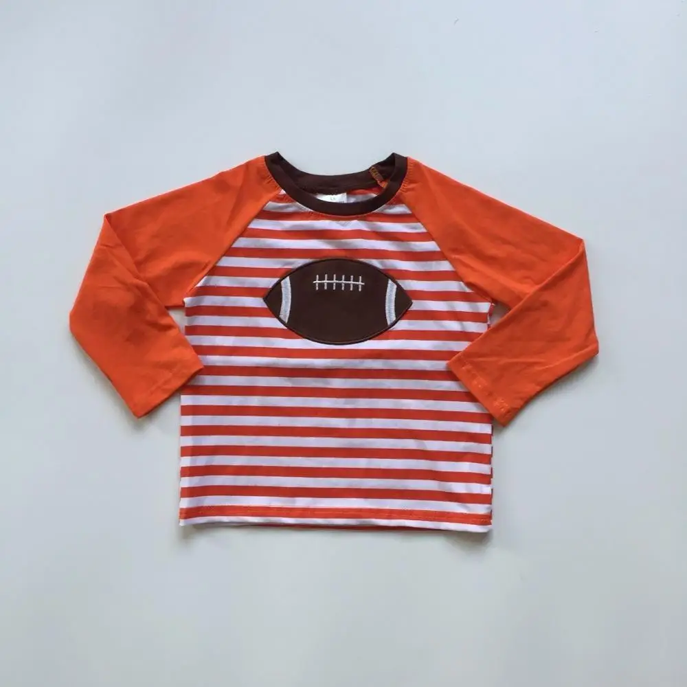 

children boys clothes boys ball game raglans football print shirts baseball season top orange shirts