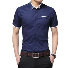 Men Casual Short Sleeved Solid shirt Slim Fit Male Social Business Dress Shirt Brand Men Clothing Soft Comfortable Size 5XL