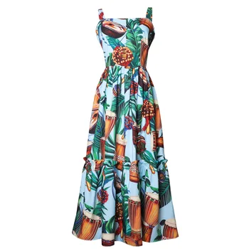 

Women Summer Long Dress Luxury Slash Neck Bohemian Floral Print Strapless Party Slip Dress Female Dresses Womens Clothing
