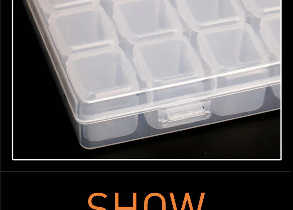 28 сетка пластиковая прозрачная пустая коробка для хранения аксессуары для дизайна ногтей инструмент Стразы ювелирные изделия бусины для ногтей камни дисплей коробка для хранения
