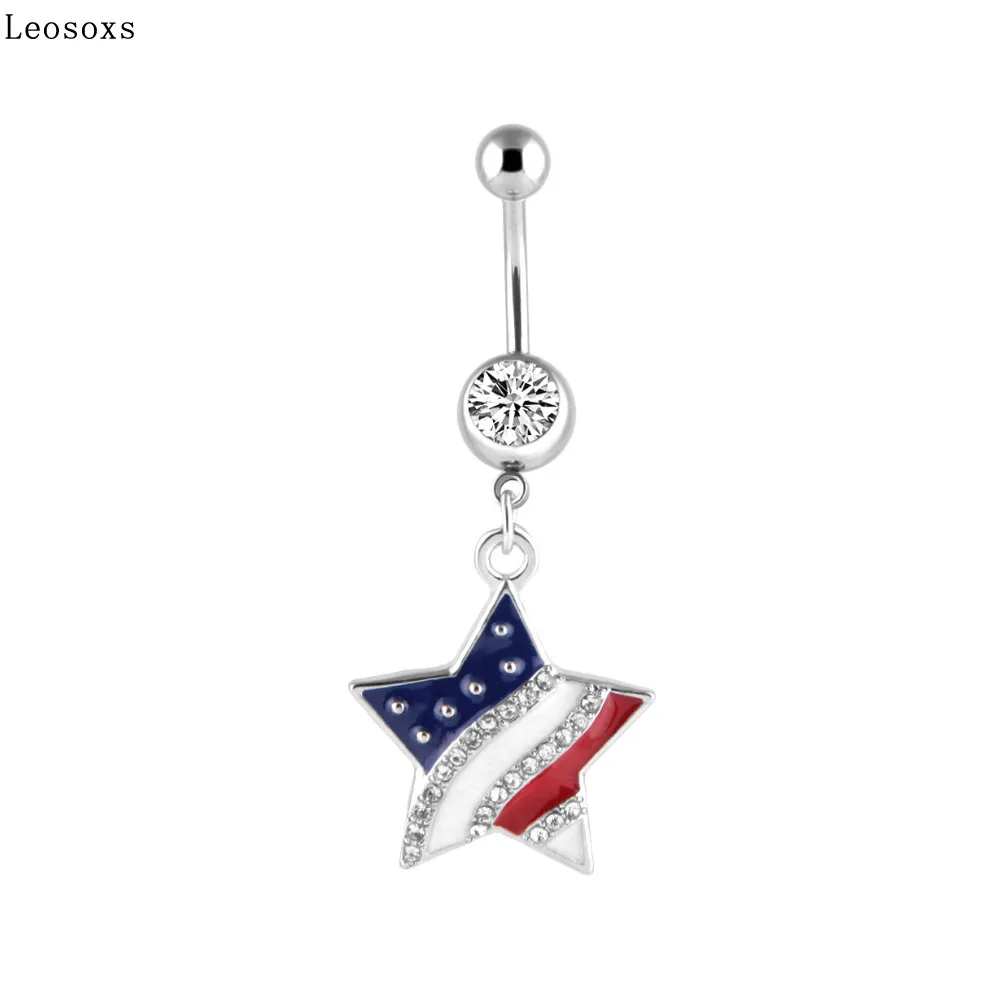 

Leosoxs 1 Pcs Explosive Five-pointed Star Belly Button Ring Umbilical Ring Belly Button Puncture Body Jewelry