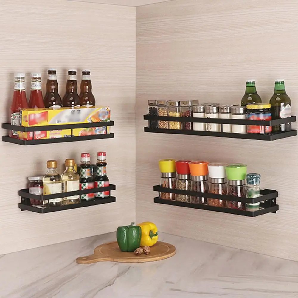

1Pcs Kitchen Wall Shelf Storage Organizer Shelf Spice Rack Punch Free Stainless Steel Storage Shelves Rack for Toilet Bathroom