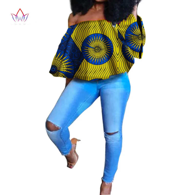 Летние 6xl женщин африканская одежда Большие размеры традиционные африканские одежда Повседневная Африканский принт хлопчатобумажные Топы Базен африкен wy971 - Цвет: 18