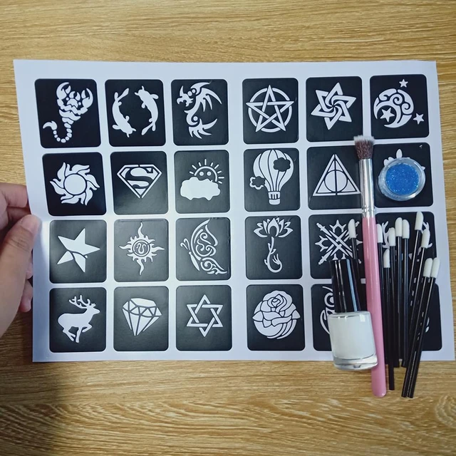 332 Small Patterns Tattoo Spray Stencils Free Combination - Temu