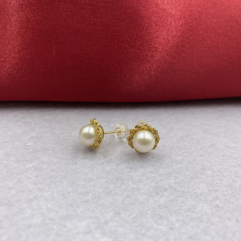 18k gold natural pearl stud earring (2)