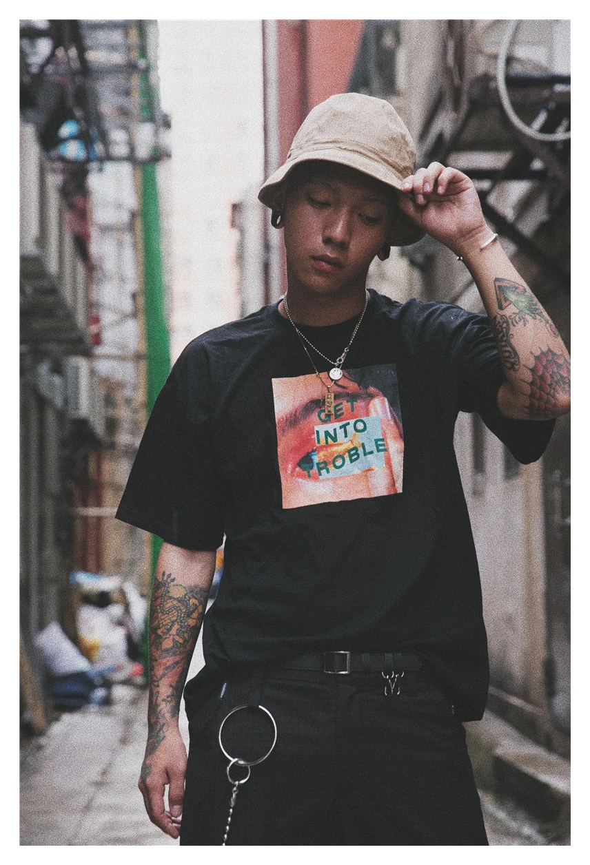 T Shirt Mens Hip Hop Printed Tshirt Streetwear Summer Cotton Harajuku T-Shirts Short Sleeve Tops Tees Street Wear White