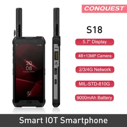 Quest – Smartphone S18, Version globale, téléphone robuste, Android 8.1, 4G LTE, étanchéité IP68, empreintes digitales, reconnaissance faciale 