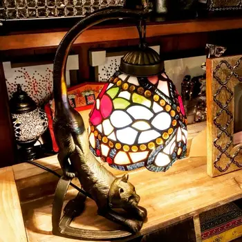 

Authentic/Tiffany Table Lamp Bedroom Bedside Lamp Creative Glass Lamp originality Study Living Room Restaurant Animal Table Lamp