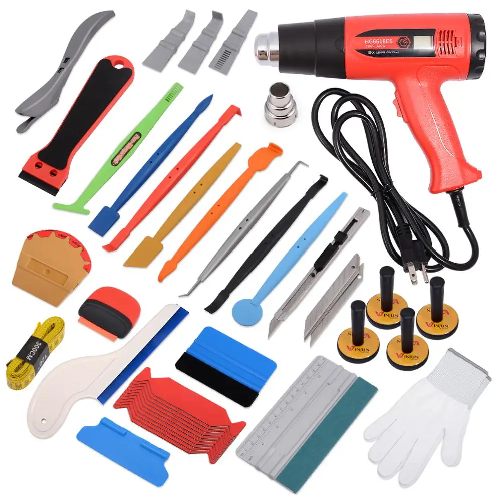 

FOSHIO Vinyl Wrap Application Tool Kit with Hot Air Gun Carbon Foil Film Magnet Installing Sticker Squeegee DIY Art Knife Cutter