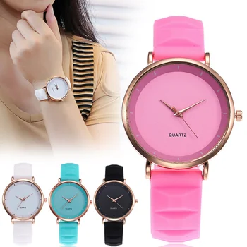 

Women Quartz Watch Soft Silicone Strap Simple Round Dial Watch Birthday Gifts J55