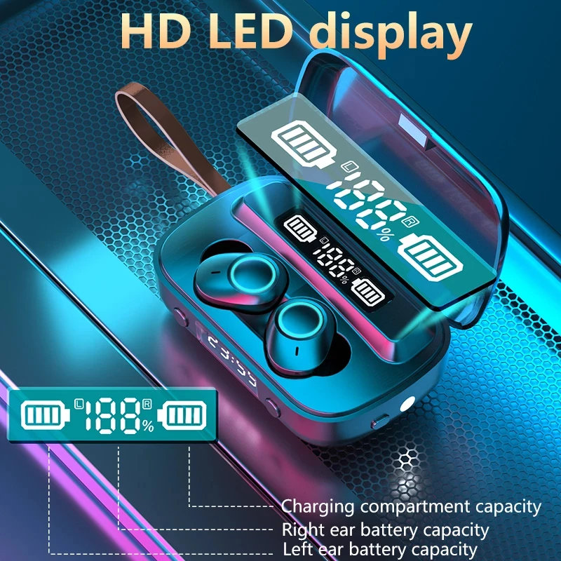 Bluetooth 5 1 Earphone Touch Control TWS Wireless Headphons HiFi IPX7 Waterproof Earbuds Headset with LED Display Charging Box