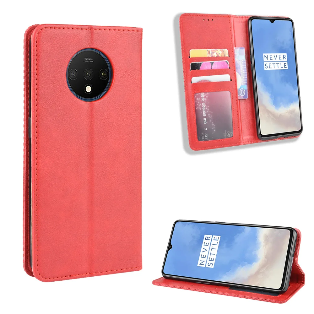 Магнитный винтажный кожаный чехол премиум класса, чехол для Oneplus 7T One Plus 7T 1+ 7 T, чехол с откидной крышкой 6,55 дюймов, легкомысленный чехол с защитой от падения