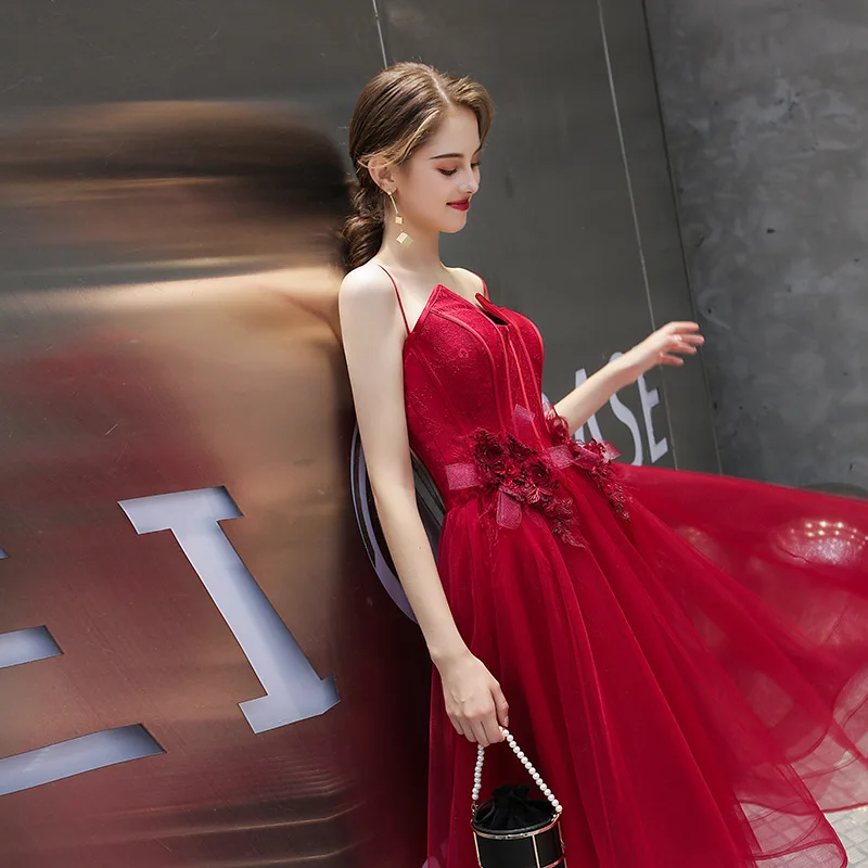 CEEWHY без рукавов Vestido de Festa короткое Кружевное Вечернее платье с аппликацией А-силуэта для выпускного вечера Вечернее платье для женщин
