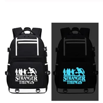 

Stranger Things 3 Backpack USB Port Rucksack Bag Snake Pattern Teenager Student School Bags travel Shoulder Laptop Bag