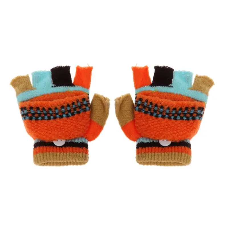 Kids Boys Girls Gloves Half Finger Fingerless Gloves Baby Winter Warm Mittens
