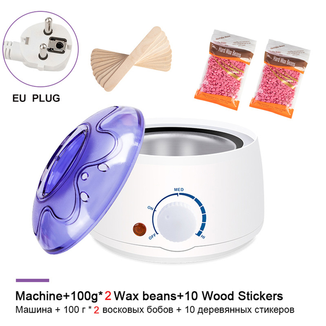 electric Mini Wax-melt Heater Machine 4 Bags Wax Bean 10 Wood Stickers Hair Removal Machine Waxing Kit Calentador de cera