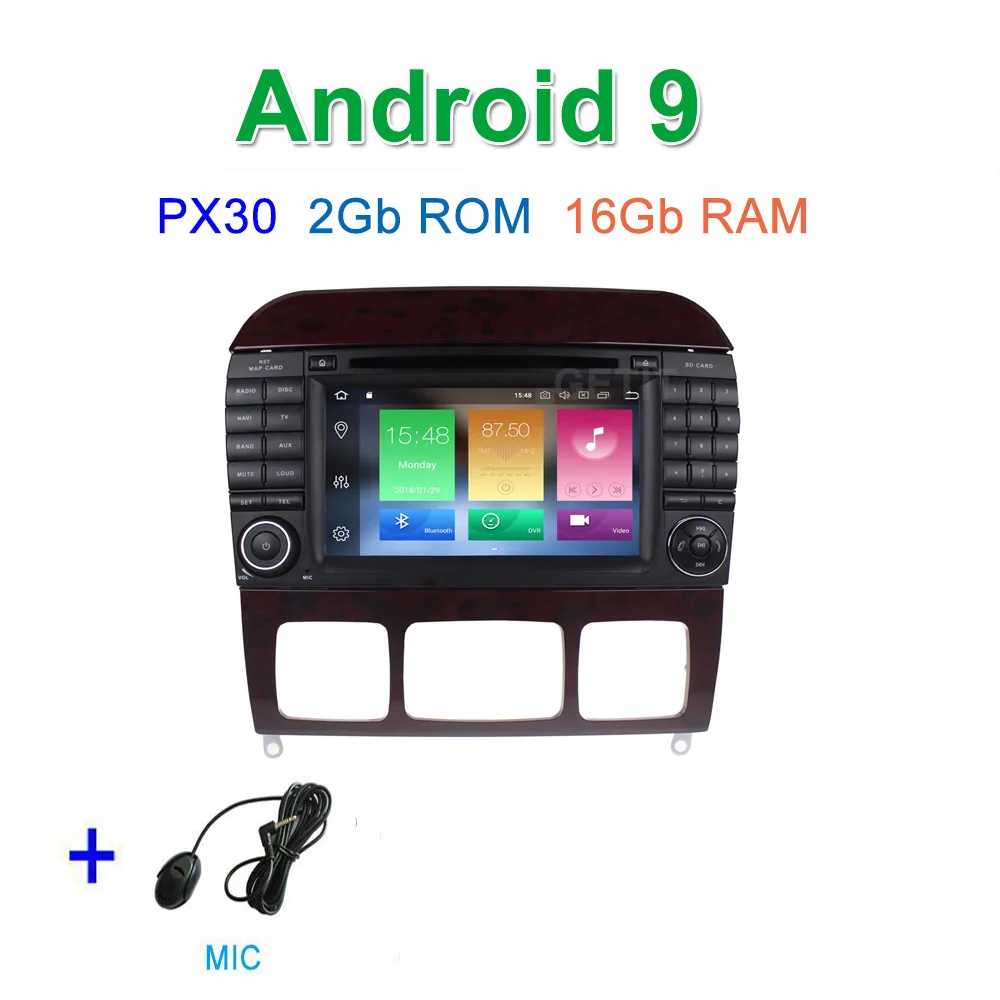 PX30 2G 16G PX6 Автомобильный DVD стерео Мультимедиа Радио Android 9 для Mercedes Benz S класс W215 W220 S320 S400 S420 S430 S280 S350 - Цвет: PX30 2G 16G