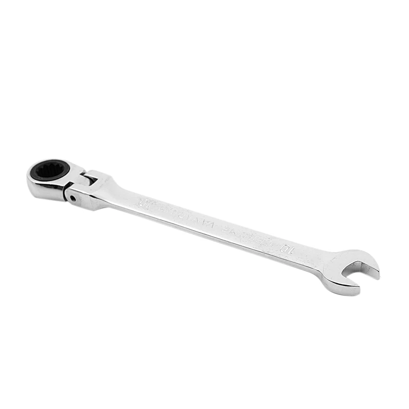 1PC Flexible Head Ratchet Metric Spanner Open End And Ring Wrenches Tool 10mm