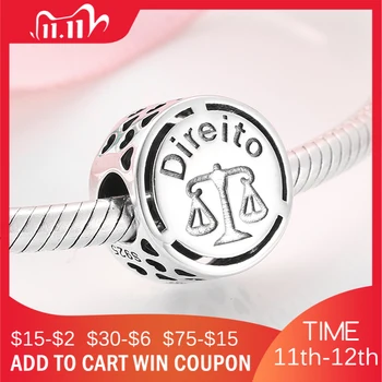 

925 Sterling Silver Lawyer occupation sign Law Charm beads Fit Original charms JIUHAO Bracelets Bangles Jewelry making Lei