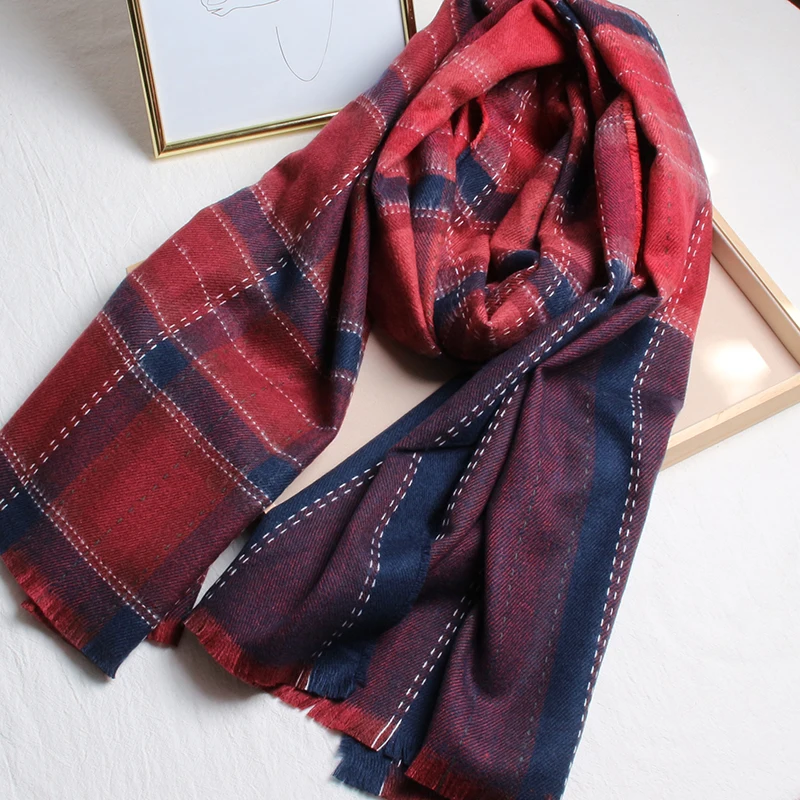Style 6 red Женский зимний шарф, большой шарф из пашмины, Модные леопардовые шарфы в клетку с длинными кисточками, женские теплые шарфы, шали, смешанный дизайн - Цвет: Style 6 red