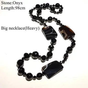 

LiiJi Unique Christmas Gift Big Necklace Onyx Long Necklace Black Color 98cm Only 1PCS each stock Jewelry for Women