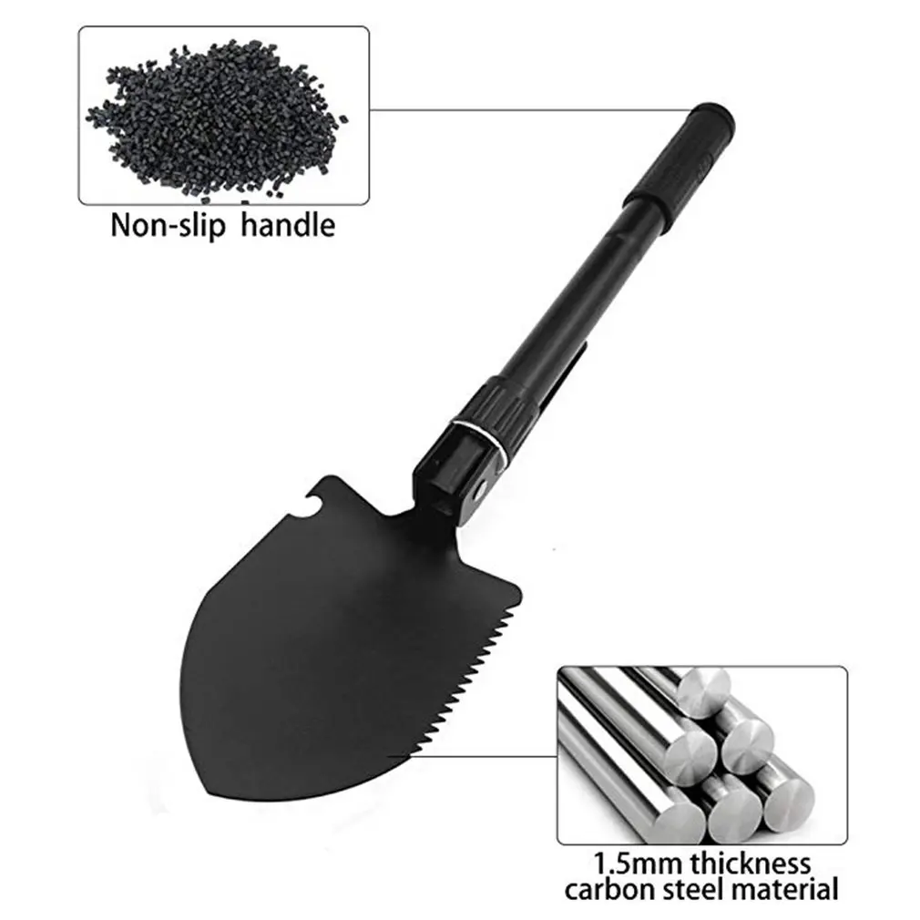 Portable Multi-functional Military Tactical Folding Shovel+Compass for Outdoor Hiking Emergency Survive Tool Drop Shipping Sale