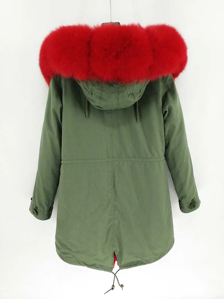 color 19 Furlove зимняя куртка Женское пальто из натурального меха длинная парка натуральный Лисий меховой капюшон, воротник верхняя одежда уличная Роскошная модная новинка - Цвет: color 19