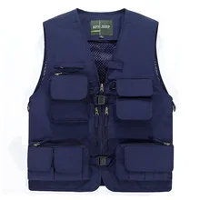 Стиль Для мужчин на открытом воздухе с несколькими карманами сетки Повседневное Рыбалка фотографии жилет репортера Мода