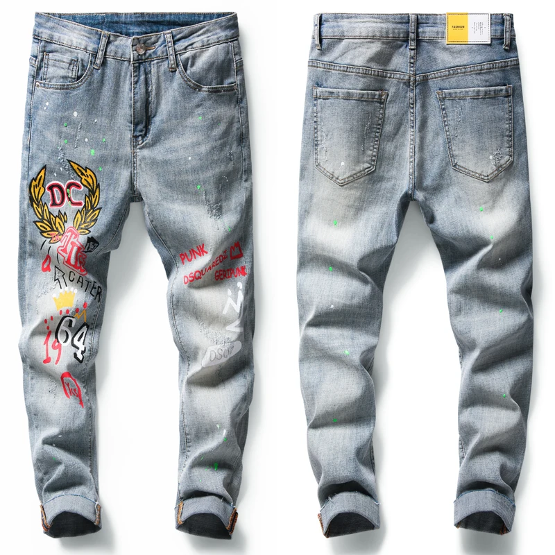 Reviews Slim Fit Ripped Jeans For Men Jeans in Regular Fit Ankle-length Denim Pants Fashion Jeans Streetwear men trousers Casual Pants