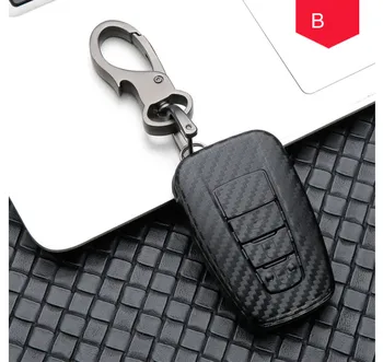 

Carbon fiber Car Key Case Cover holder For Toyota Land Cruiser Prado Camry Prius Crown CHR C-HR Fortuner Land Cruiser 200 LC200