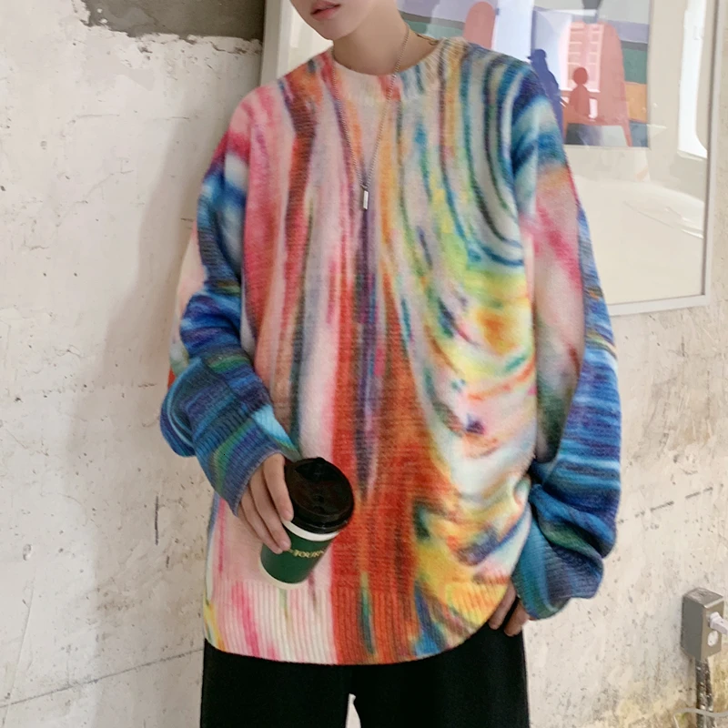 

Men's sweater 2019 autumn/winter new slim camouflage print sweater loose casual round collar personality young men's wear