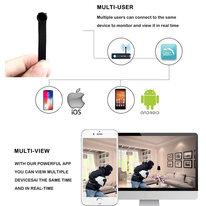 Wi Fi Сетевая камера веб IP P2P HD 1080P мини DIY Беспроводная модуль движения