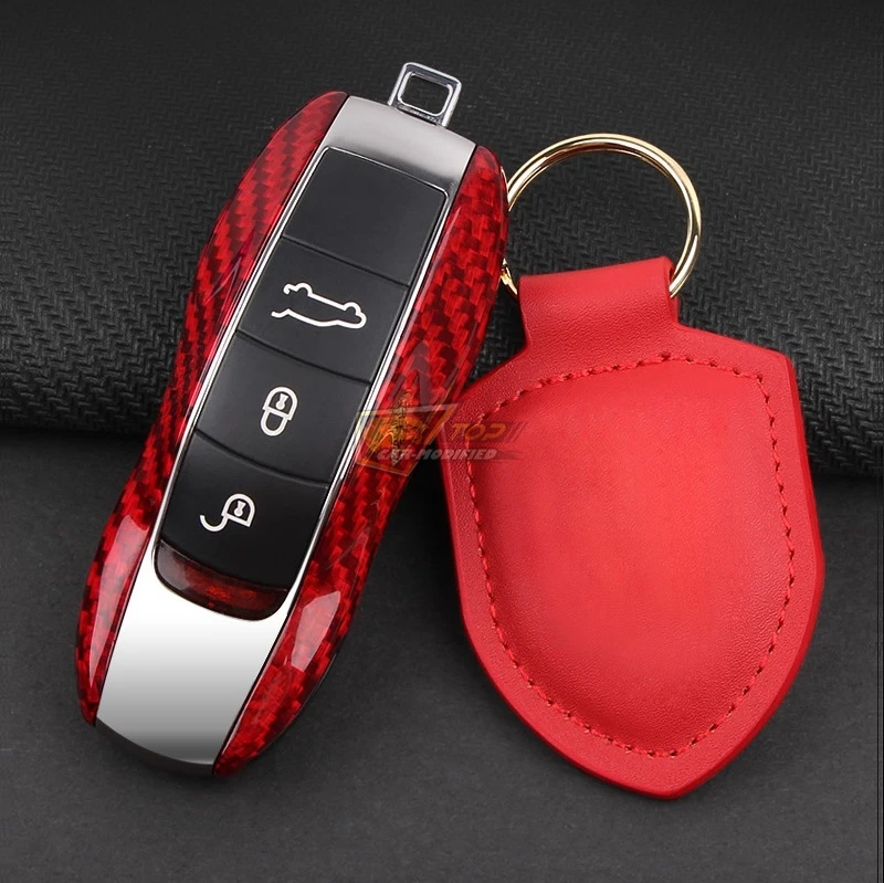 17-Free shipping 100% Real Pure DRY Carbon Fiber Car Key Case Cover Shell For Porsche Panamera  Macan  Cayenne718911