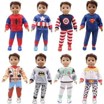 

Logan Doll Spider-Man Superhero Pajamas 2 Pcs For 18 Inch American&43 Cm Born Baby Generation Birthday Girl's Boy's Toy Gift
