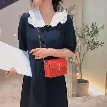 

Fashion Women Hasp Solid Color Chain Shoulder Bags Messenger Bag Phone Bag