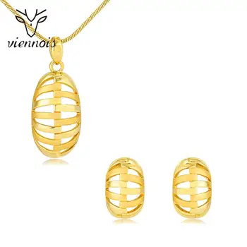 

Viennois Dubai Oval Hollow Jewelry Set For Women Gold Plated Design Necklace and Stud Earrings Jewelry Set Dubai Jewelry