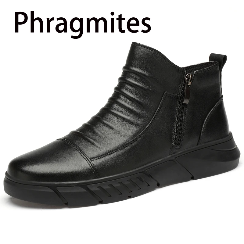 Phragmites/кожаная повседневная обувь в деловом стиле; новые брендовые кожаные ботильоны; мужские ботинки осень-зима; удобная мужская обувь